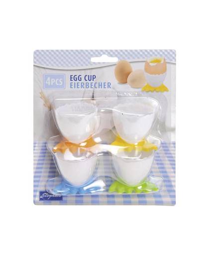 Set van 4 kunststof eierdopjes met pootjes