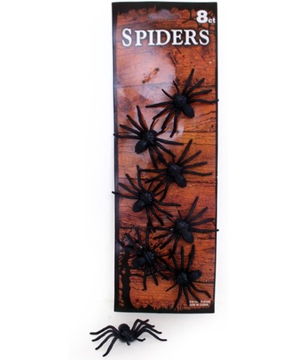 Spinnen zwart 8 stuks op kaart
