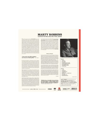 GUNFIGHTER BALLADS AND.. .. TRAIL SONGS/ 180GR./ RED VINYL/ 4 BONUS TRACKS. MARTY ROBBINS, Vinyl LP