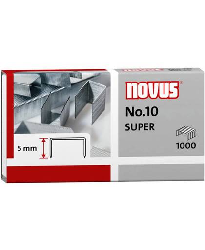 Novus No. 10 SUPER 1 pack 1.000 stuks/pak Heftcapaciteit: 20 vel (80 g/mÂ²) 040-0003