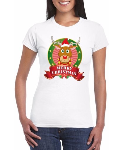 Foute Kerst shirt voor dames - Rendier Rudolf - Merry Christmas L