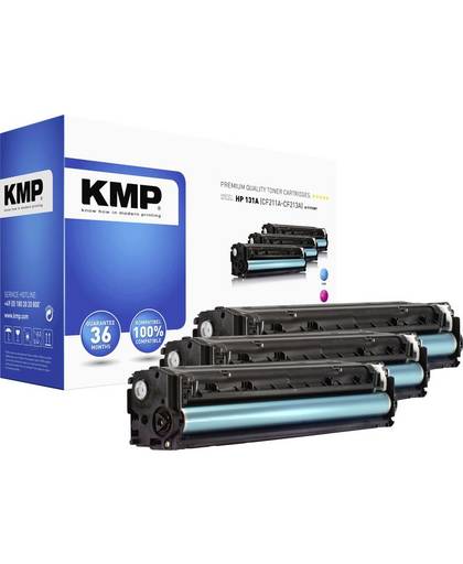 KMP Toner multipack vervangt HP 131A, CF211A, CF212A, CF213A Compatibel Cyaan, Magenta, Geel 1800 bladzijden H-T171 CMY