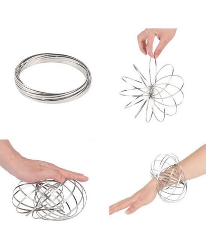 Magische Flow Rings Armband Zilver– Spiraal Springveerspeelgoed Metalen Ringen Magic Kinetic Slinky Flow Ring Armbandringen Traploper
