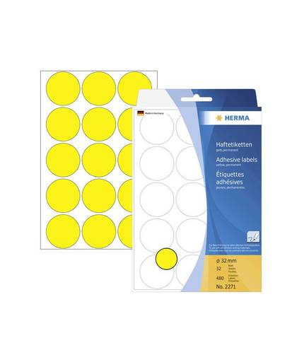 HERMA Universele etiketten/Kleur punten ø 32mm geel voor handmatige opschriften 480 St. etiket