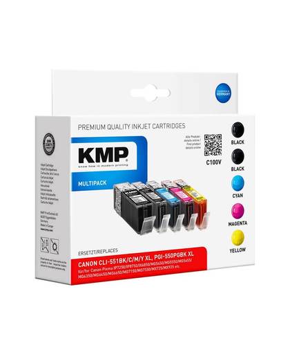 KMP Inkt vervangt Canon PGI-550PGBK XL, CLI-551 BK,C,M,Y XL Compatibel Combipack Zwart, Foto zwart, Cyaan, Magenta, Geel C100V 1519,0050