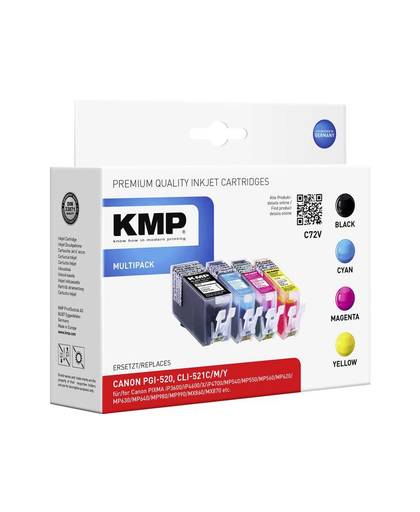 KMP Inkt vervangt Canon PGI-520, CLI-521 Compatibel Combipack Zwart, Cyaan, Magenta, Geel C72V 1508,0005