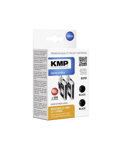 KMP Inkt vervangt Brother LC-980, LC-1100 Compatibel 2-pack Zwart B29D 1521,5222