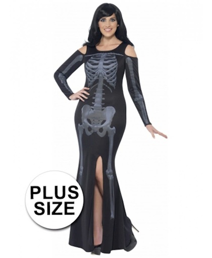 Halloween Grote maten skelet jurk voor dames 48-50 (xl)