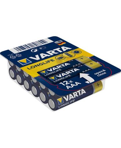 AAA batterij (potlood) Varta Longlife LR03 Alkaline 1.5 V 12 stuks