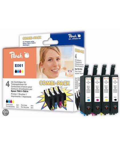 Peach Ink Cartridge Combi Pack E061 Epson T0611/T0614 colour Zwart, Cyaan, magenta, Geel inktcartridge