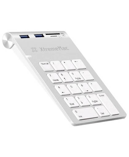 XtremeMAC XM-NPHUB32-CR-SLV USB numeriek toetsenbord USB-aansluiting, Audio-aansluiting Zilver/wit