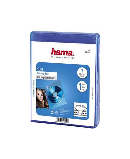 Hama Blue-ray leeg doosjes SLIM 1 Blu-ray disc, set van 3 stuks Slim Blauw 1 Blu-ray disc (b x h x d) 134 x 171 x 6 mm