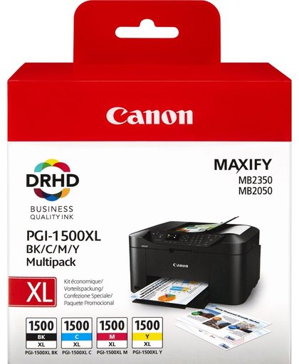 Canon PGI-1500XL C/M/Y/BK inktcartridge Zwart, Cyaan, Magenta, Geel