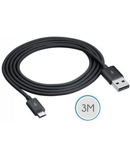 3 meter Micro USB 2.0 oplaad en data kabel voor Nokia Asha 305 - zwart