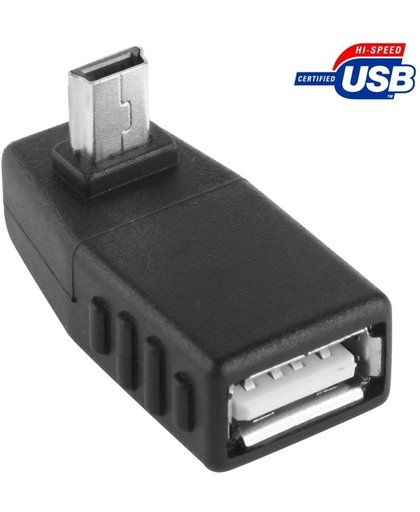 Mini USB mannetje naar USB 2.0 A vrouwtje Adapter met 90 graden hoek
