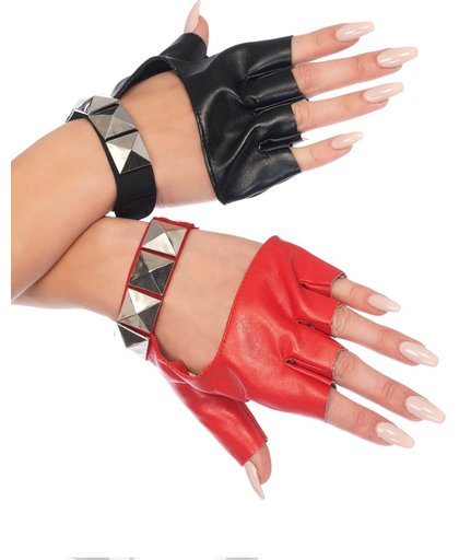 Leg Avenu 2166 Harley Quinn  Harlekijn handschoenen met studs - 1 rood, 1 zwart