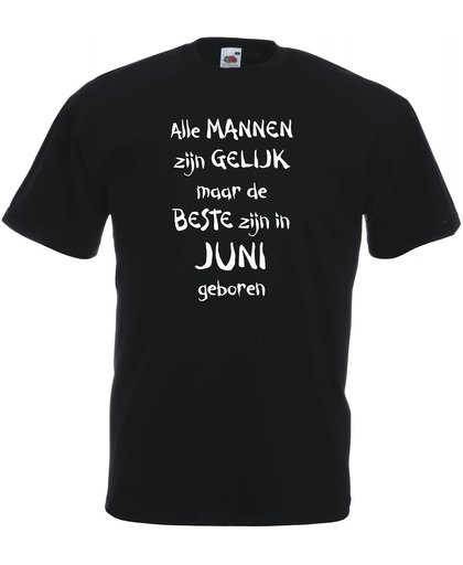 Mijncadeautje - T-shirt - zwart - maat XL -Alle mannen zijn gelijk - juni