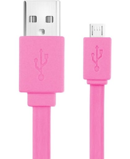 Noodle Style Micro 5 Pin USB Data Transfer / Laad, geschikt voor Samsung Galaxy S IV / i9500, HTC One / M7, Nokia Lumia 925 / 920 / 520, LG Optimus G Pro, Lengte: 1m (hard roze)