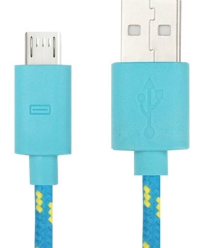 nylon netting style micro 5 pin USB data transfer / laad kabel voor samsung galaxy s iv / i9500 / s iii / i9300 / note ii / n7100 / nokia / htc / blackberry / sony, lengte: 3m (baby blauw)