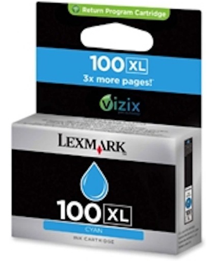 LEXMARK 100XL inktcartridge cyaan high capacity 600 pagina s 1-pack blister zonder alarm