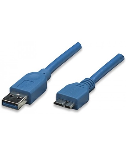 Techly 2.0m USB 3.0 A-Micro B M/M 2m USB A Micro-USB B Mannelijk Mannelijk Blauw USB-kabel