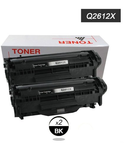 2 Pack Compatible HP Q2612X BK*2 Toners Zwart