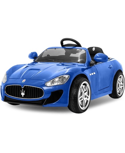 Maserati | Elektrische kinderauto / accuvoertuig 12V | Metallic lak, Afstandsbediening & Mp3 | Blauw