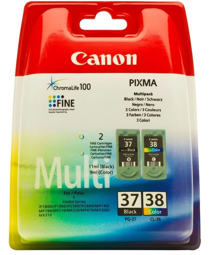 Canon PG-37/CL-38 inktcartridge Zwart, Cyaan, Magenta, Geel