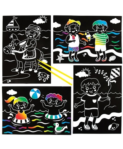 Kraskunst met strandscènes voor kinderen om te maken en te laten zien – creatieve knutselset met afbeeldingen voor kinderen (6 stuks per verpakking)
