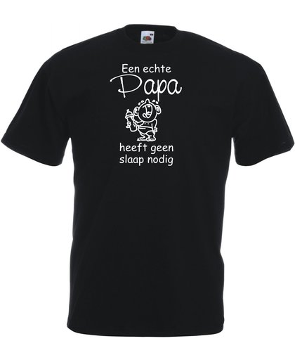 - unisex - T-shirt - Een echte Papa heeft geen slaap nodig - zwart - maat XL