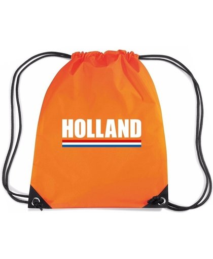 Oranje nylon rijgkoord rugzak/ sporttas Holland supporter