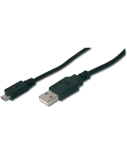 Ednet 84130 18m USB A Micro-USB B Mannelijk Mannelijk Zwart USB-kabel