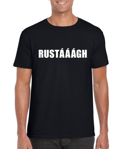 Rustaaagh tekst t-shirt zwart heren S