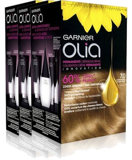 Garnier Olia Permanente Kleuring 7.0 Donker Blond Voordeelverpakking