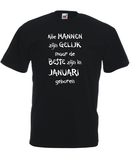 Mijncadeautje - T-shirt - zwart - maat XXL- Alle mannen zijn gelijk - januari