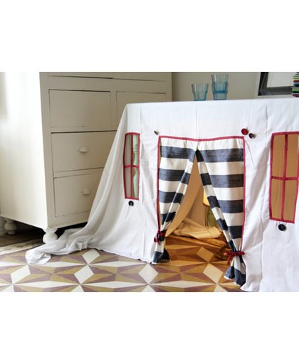 Tafeltent – Speeltent –kinder Tent – Tafelkleed – Tent tafel – handgemaakt – 220cm x 300cm – Striped Spring