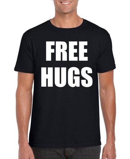 Free hugs tekst t-shirt zwart heren XL
