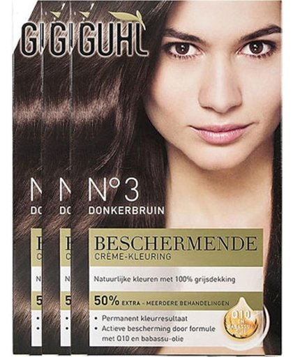 Guhl Protecture Haarverf Beschermende Creme-Kleuring 3 Donkerbruin Voordeelverpakking