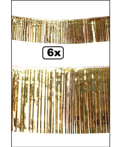 6x Franje slinger metallic goud 10m. brandvertragend