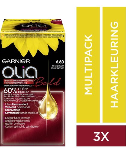 Garnier Olia Permanente Kleuring 6.60 Intens Rood Voordeelverpakking