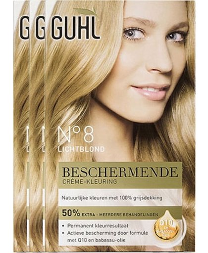 Guhl Protecture Haarverf Beschermende Creme-Kleuring 8 Licht Blond Voordeelverpakking