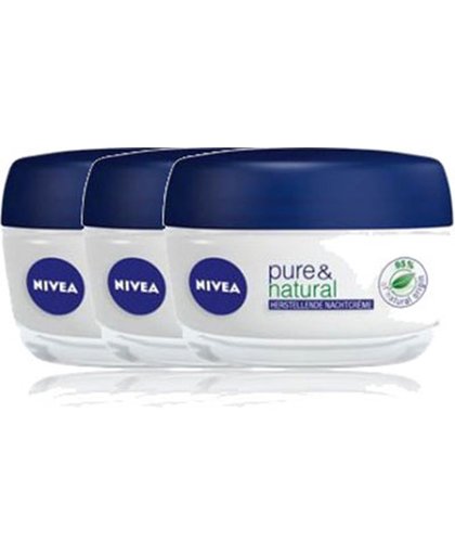 Nivea Pure And Natural Herstellende Nachtcreme Normale En Gemengde Huid Voordeelverpakking