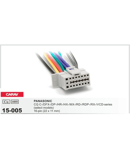 Isokabe geschikt voor PANASONIC CQ C-/DFX-/DP-/HR-/HX-/MX-/RD-/RDP-/RX-/VCD-series (select models) 16-pin(22x11mm) Audiovolt 15-005