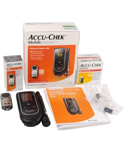 Accu-Chek Mobile set, meter + cassette + 200 fastlix lancetten