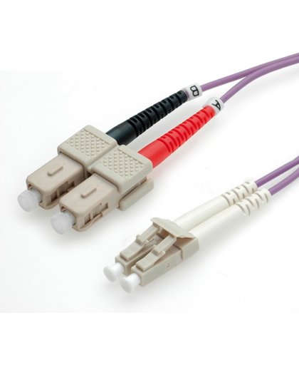 Value Fibre Optic Jumper Cable, 50/125µm, LC/SC, OM4, purple 1.0 m