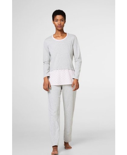 Esprit Pyjama van een lichte materiaalmix Medium Grey for Women Maat 42
