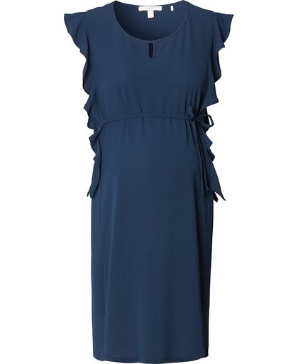 Esprit Fijne crêpe jurk met speelse volants Night Blue for Women Maat 38