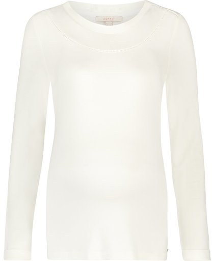 Esprit Stretchy longsleeve met een opengewerkte rij Off White for Women Maat XXL