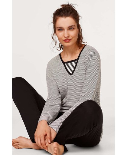 Esprit Pyjama met gestreept shirt, 100% katoen Black for Women Maat 44