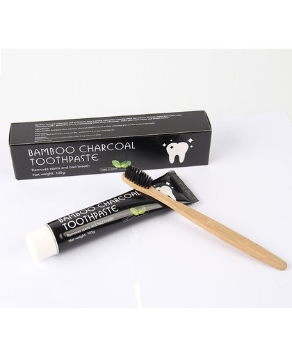 Bamboo Charcoal Tanden blekende Tandpasta met Gratis Bamboo tandenborstel